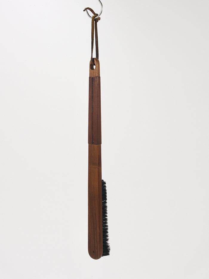Carl Aubock Midcentury Walnut & Leather Clothes Brush, Austria, 1950s