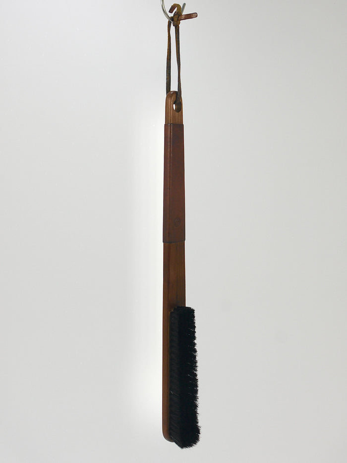 Carl Aubock Midcentury Walnut & Leather Clothes Brush, Austria, 1950s