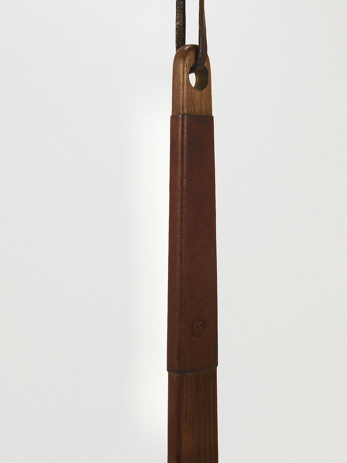 Carl Aubock Midcentury Walnut & Leather Clothes Brush, Austria, 1950s