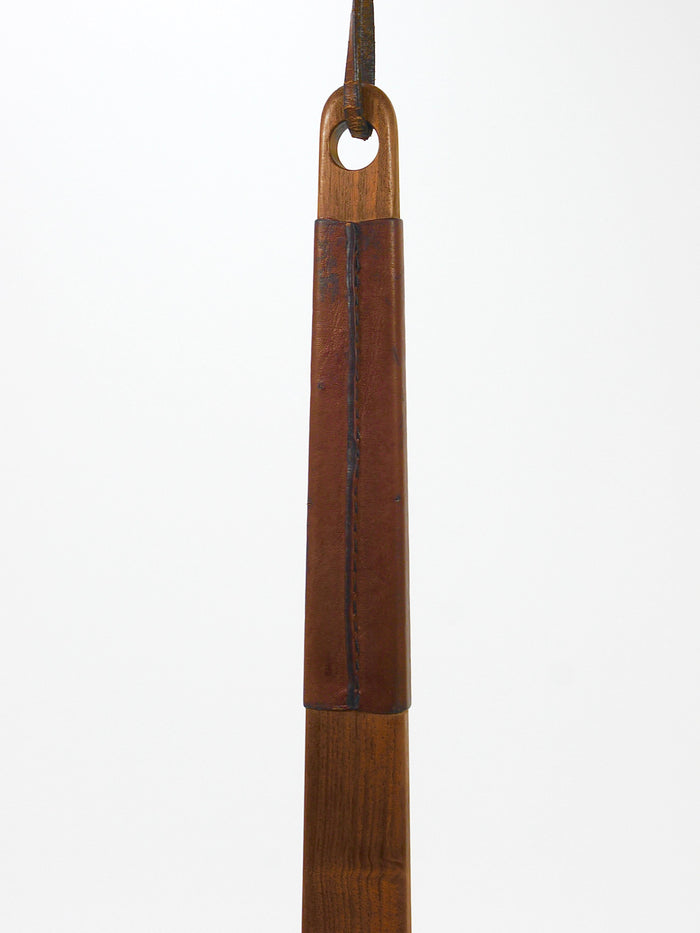 Carl Aubock Midcentury Walnut & Leather Clothes Brush, Austria, 1950s