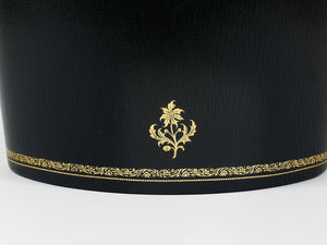 Morabito Paris Black & Gold Leather Wastepaper Basket Bin, France, 1970s