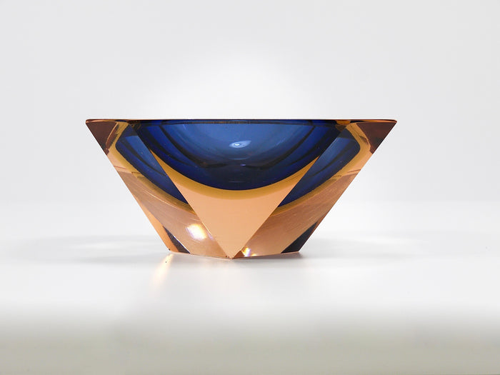 Flavio Poli Sommerso Caviar Murano Glass Diamond Bowl by Seguso, Italy, 1960s
