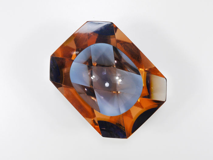 Flavio Poli Sommerso Caviar Murano Glass Diamond Bowl by Seguso, Italy, 1960s