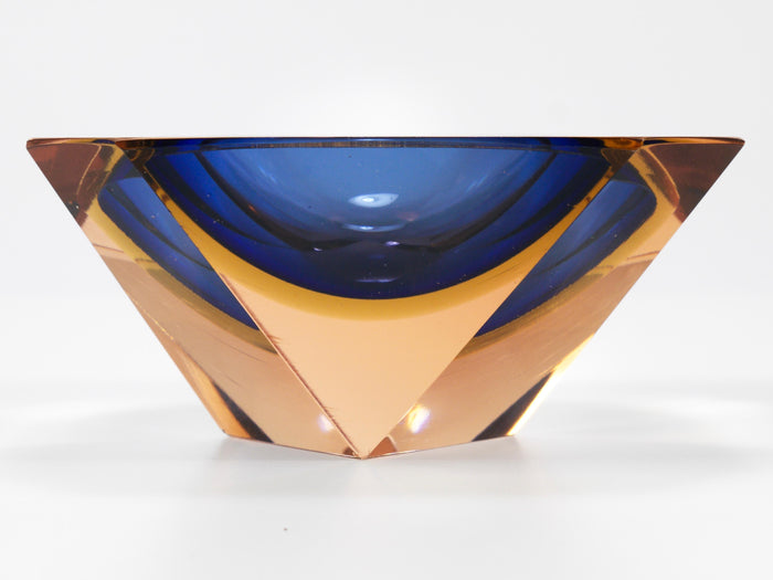 Flavio Poli Sommerso Caviar Murano Glass Diamond Bowl by Seguso, Italy, 1960s