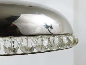 Bakalowits Vienna Nickel & Crystal Mushroom Table Desk Side Lamp, Austria, 1950s
