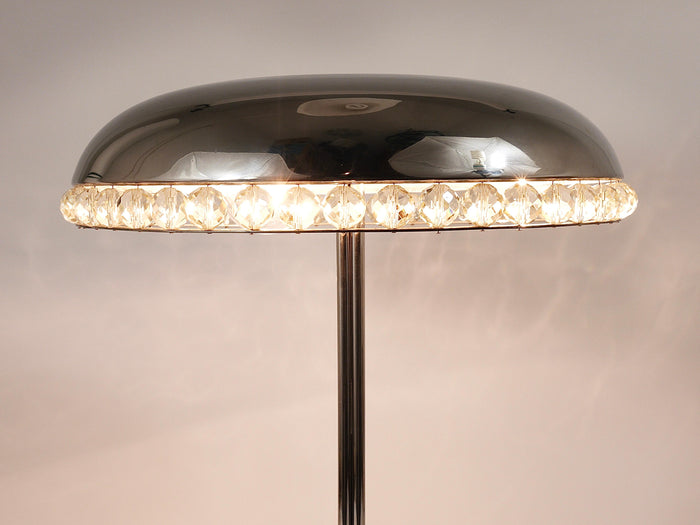 Bakalowits Vienna Nickel & Crystal Mushroom Table Desk Side Lamp, Austria, 1950s