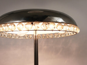 Bakalowits Vienna Nickel & Crystal Mushroom Table Desk Side Lamp, Austria, 1950s