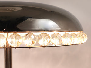 Bakalowits Vienna Nickel & Crystal Mushroom Table Desk Side Lamp, Austria, 1950s