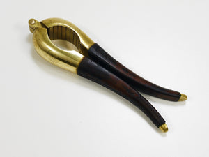 Carl Aubock Vienna Signed Vintage Brass & Leather Nutcracker, Austria, 1950s