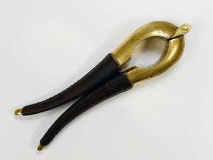 Carl Aubock Vienna Signed Vintage Brass & Leather Nutcracker, Austria, 1950s