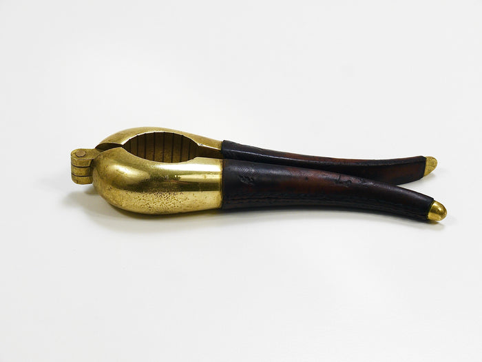 Carl Aubock Vienna Signed Vintage Brass & Leather Nutcracker, Austria, 1950s