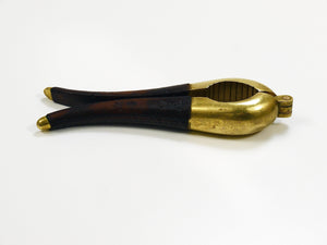 Carl Aubock Vienna Signed Vintage Brass & Leather Nutcracker, Austria, 1950s
