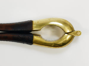 Carl Aubock Vienna Signed Vintage Brass & Leather Nutcracker, Austria, 1950s