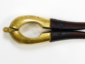 Carl Aubock Vienna Signed Vintage Brass & Leather Nutcracker, Austria, 1950s
