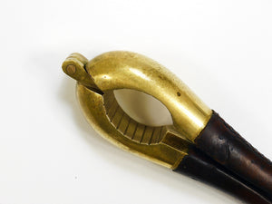 Carl Aubock Vienna Signed Vintage Brass & Leather Nutcracker, Austria, 1950s