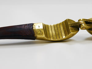 Carl Aubock Vienna Signed Vintage Brass & Leather Nutcracker, Austria, 1950s