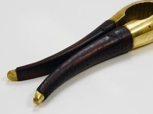 Carl Aubock Vienna Signed Vintage Brass & Leather Nutcracker, Austria, 1950s