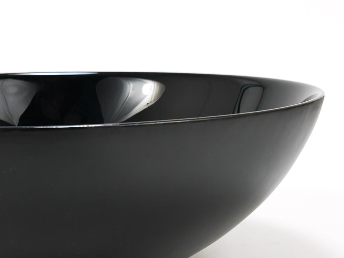 Riedel x Mesa Design Large Black Centerpiece Glass Bowl, Post-Modern Italy, 1980