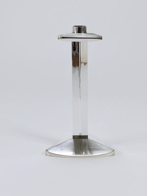 Bougeoir postmoderne en argent et cristal Riedel x Mesa, Italie, 1980