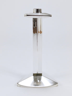 Bougeoir postmoderne en argent et cristal Riedel x Mesa, Italie, 1980