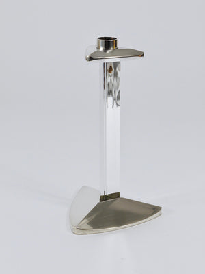 Bougeoir postmoderne en argent et cristal Riedel x Mesa, Italie, 1980