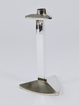 Bougeoir postmoderne en argent et cristal Riedel x Mesa, Italie, 1980