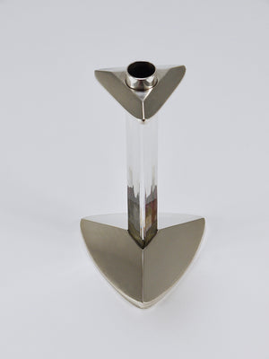 Bougeoir postmoderne en argent et cristal Riedel x Mesa, Italie, 1980