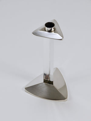 Bougeoir postmoderne en argent et cristal Riedel x Mesa, Italie, 1980