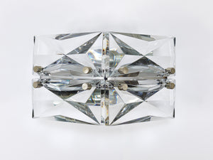 Paar facettierte Kristall- & Chrom-Wandleuchten / Prismenglas-Wandleuchten von Kinkeldey