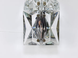 Paar facettierte Kristall- & Chrom-Wandleuchten / Prismenglas-Wandleuchten von Kinkeldey