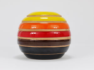 Aldo Londi Bitossi Striped Mid-Century Ceramic Ball Vase, Italy, 1960s