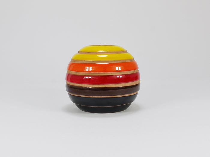 Aldo Londi Bitossi Striped Mid-Century Ceramic Ball Vase, Italy, 1960s