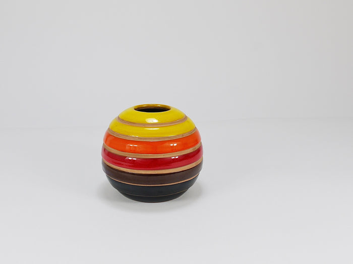 Aldo Londi Bitossi Striped Mid-Century Ceramic Ball Vase, Italy, 1960s