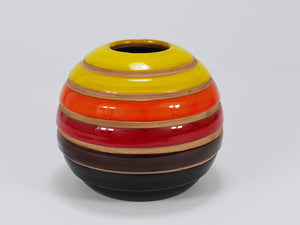 Aldo Londi Bitossi Striped Mid-Century Ceramic Ball Vase, Italy, 1960s