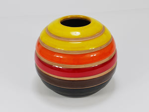 Aldo Londi Bitossi Striped Mid-Century Ceramic Ball Vase, Italy, 1960s