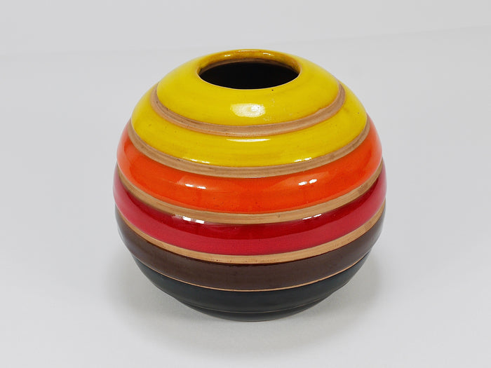 Aldo Londi Bitossi Striped Mid-Century Ceramic Ball Vase, Italy, 1960s