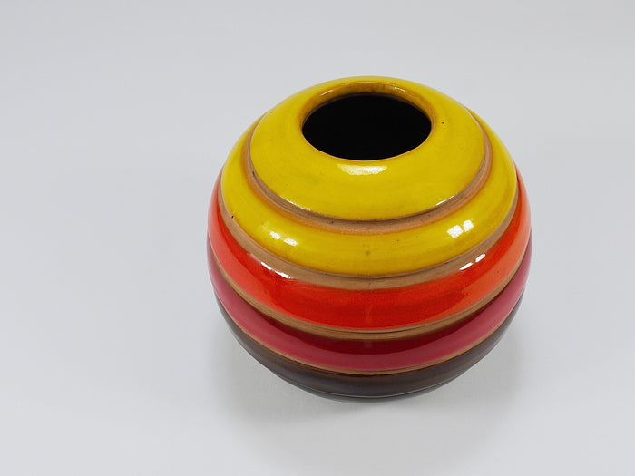 Aldo Londi Bitossi Striped Mid-Century Ceramic Ball Vase, Italy, 1960s
