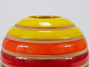 Aldo Londi Bitossi Striped Mid-Century Ceramic Ball Vase, Italy, 1960s