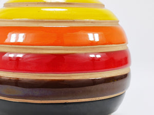Aldo Londi Bitossi Striped Mid-Century Ceramic Ball Vase, Italy, 1960s