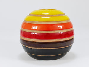 Aldo Londi Bitossi Striped Mid-Century Ceramic Ball Vase, Italy, 1960s