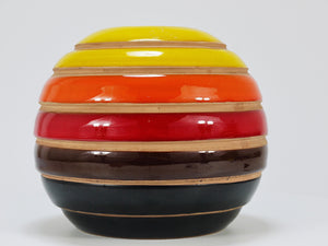 Aldo Londi Bitossi Striped Mid-Century Ceramic Ball Vase, Italy, 1960s