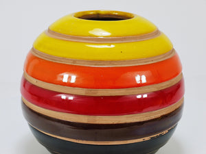Aldo Londi Bitossi Striped Mid-Century Ceramic Ball Vase, Italy, 1960s