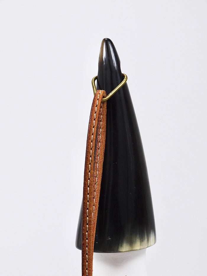 Carl Auböck Vienna Bottle Stopper, Horn, Leather, Cork, MidCentury Austria, 1950