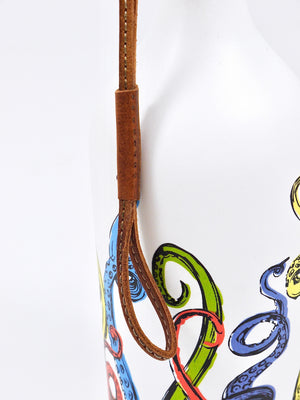 Bouchon de bouteille Carl Auböck Vienne, corne, cuir, liège, Mid-Century Autriche, 1950