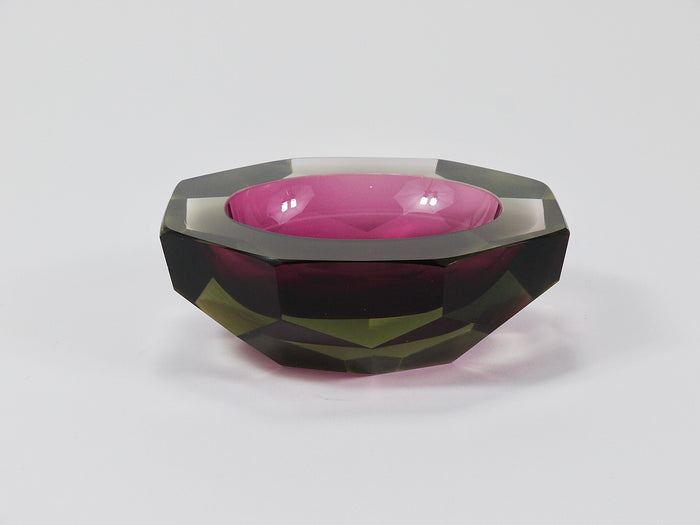 Flavio Poli Sommerso Caviar Murano Glass Diamond Bowl by Seguso, Italy, 1960s