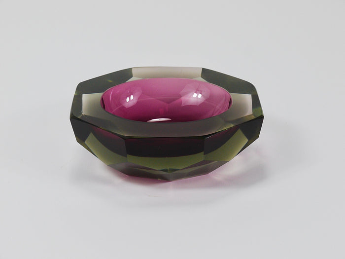 Flavio Poli Sommerso Caviar Murano Glass Diamond Bowl by Seguso, Italy, 1960s