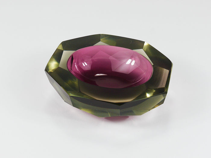Flavio Poli Sommerso Caviar Murano Glass Diamond Bowl by Seguso, Italy, 1960s