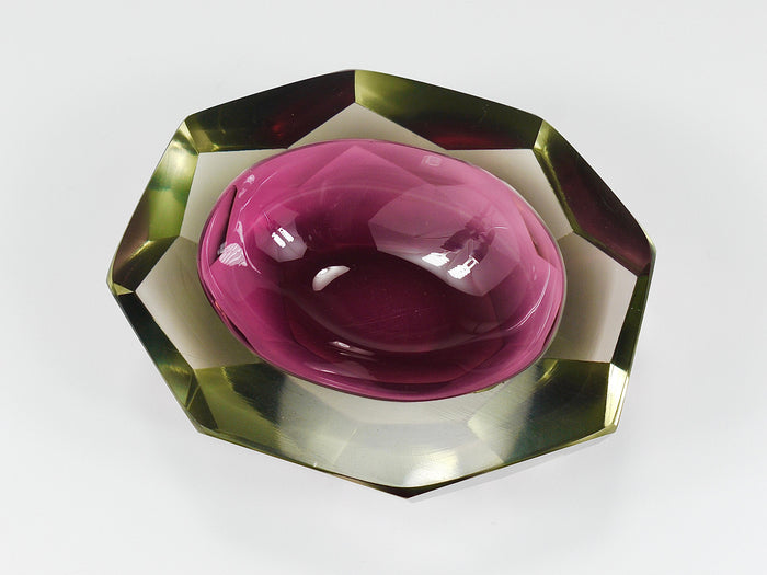 Flavio Poli Sommerso Caviar Murano Glass Diamond Bowl by Seguso, Italy, 1960s