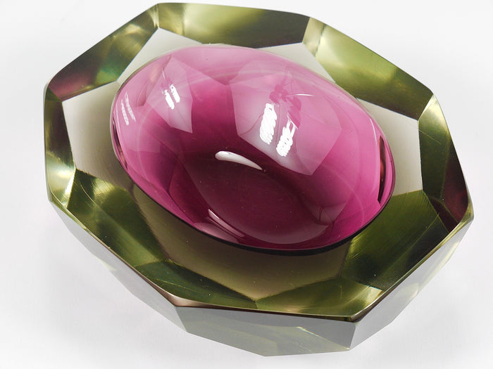 Flavio Poli Sommerso Caviar Murano Glass Diamond Bowl by Seguso, Italy, 1960s
