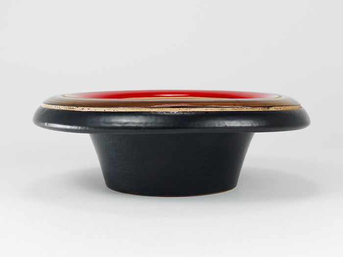 Aldo Londi Bitossi Striped Mid-Century Ceramic Centerpiece Bowl, Italy, 1960s